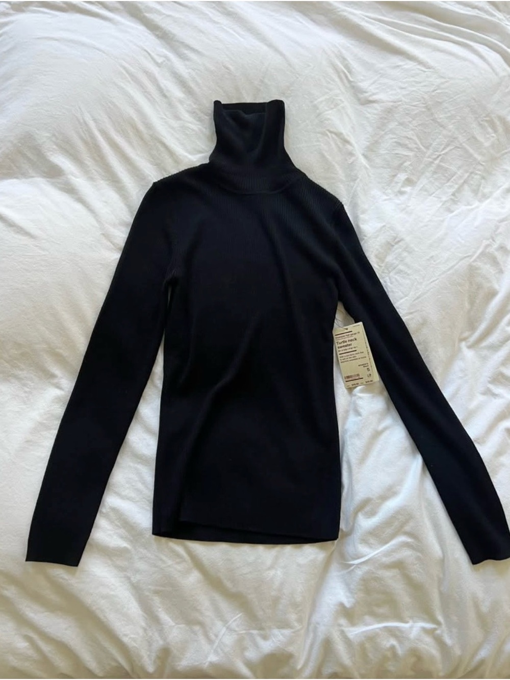 MUJI Black Ribbed Wool Turtleneck Sweater